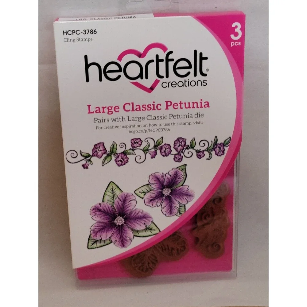 Heartfelt Creations Large Classic Petunia Craft Dies Cling Stamps Scrapbook